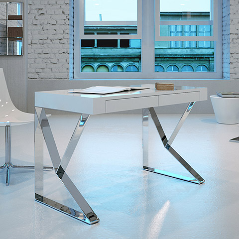 Houston Desk Modern White Secretary Desk By Modloft