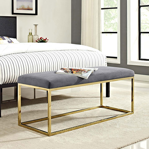 Devon Gold & Velvet Bench | Modern Digs