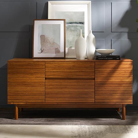 Erikka Upscale Modern Bamboo Sideboard