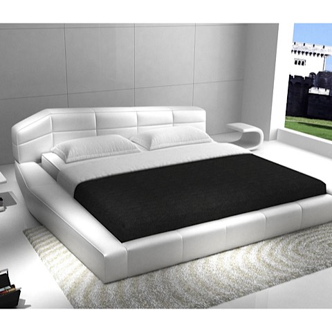 Modern White Leather Bed - The Mirage