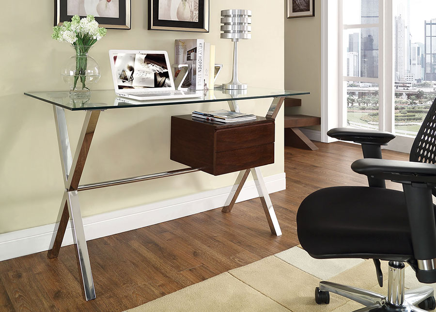 Samuel Small Modern Glass Desk Under $400 | Modern Digs