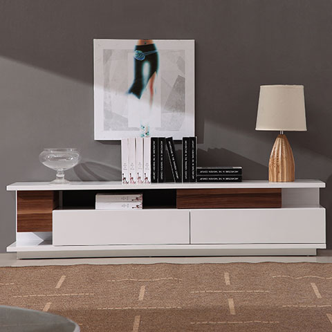 Hiroko Mod Walnut & White TV Stand